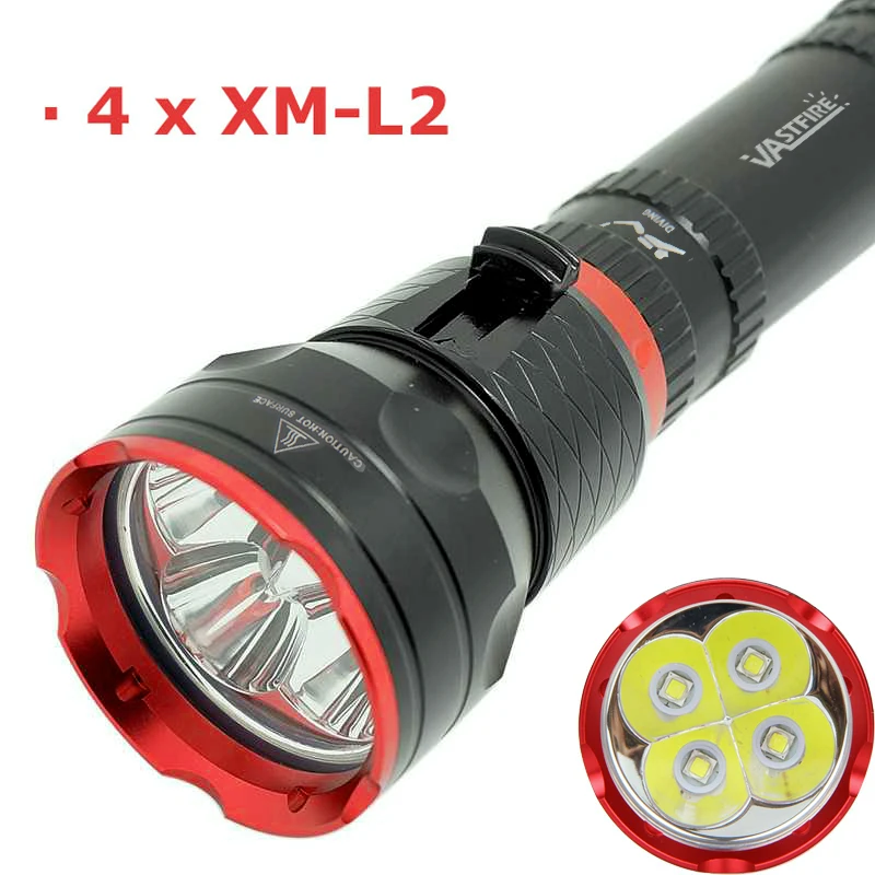 Тактический Водонепроницаемый 5000LM 4x XM L2 LED 2*18650/26650 фонарик для подводного