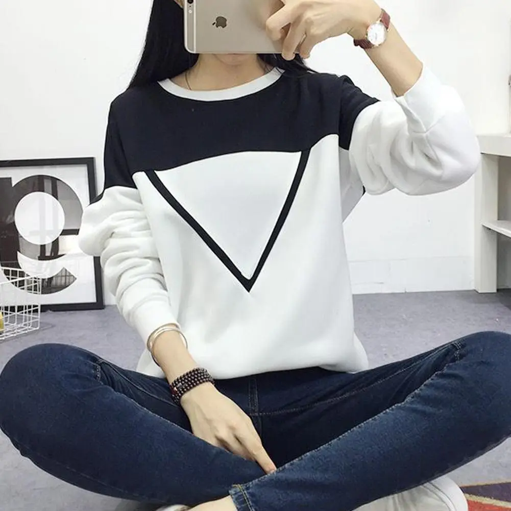 Новинка 2017 модные зимние черно-белые лоскутные толстовки с капюшоном женский