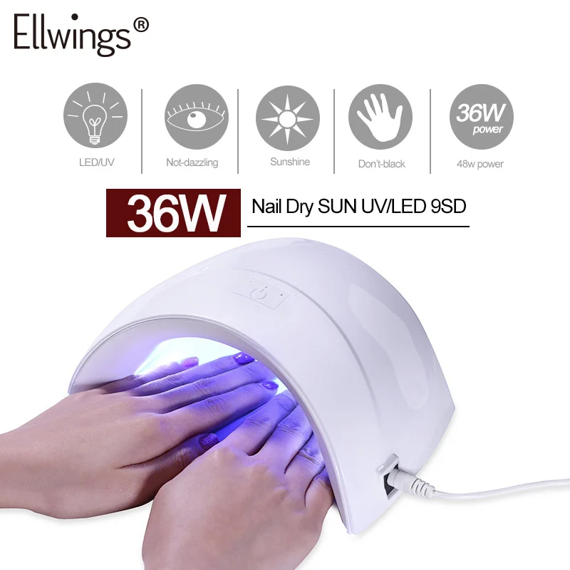 Светодиодный УФ Гель лак Ellwings 36 Вт лампа для маникюра Сушилка ногтей геля быстрая