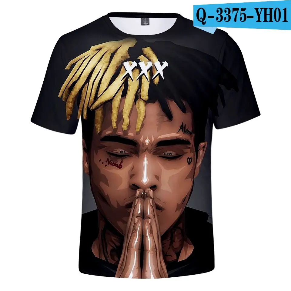 color at picture Xxxtentacion/3D футболки, летние футболки с короткими рукавами, детский музыкальный рэппер, футболки для мальчиков и девочек, xxxtentacion, 3D футболки, одежда - Цвет: color at picture