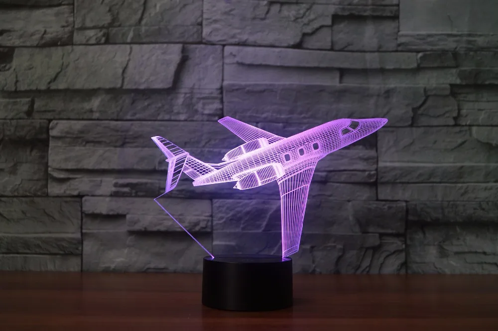 USB Творческий самолет ночник освещение изменение LED Настольная лампа ABS Материал
