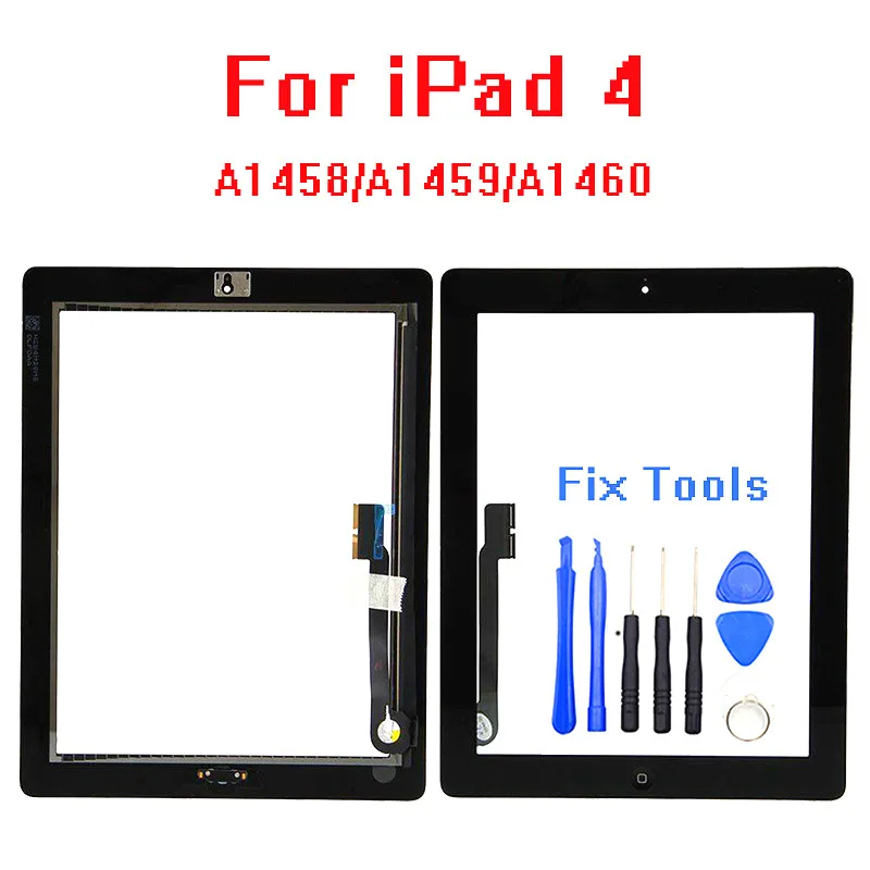 Для iPad 4 сенсорный экран в сборе домашняя кнопка стекло дигитайзер с
