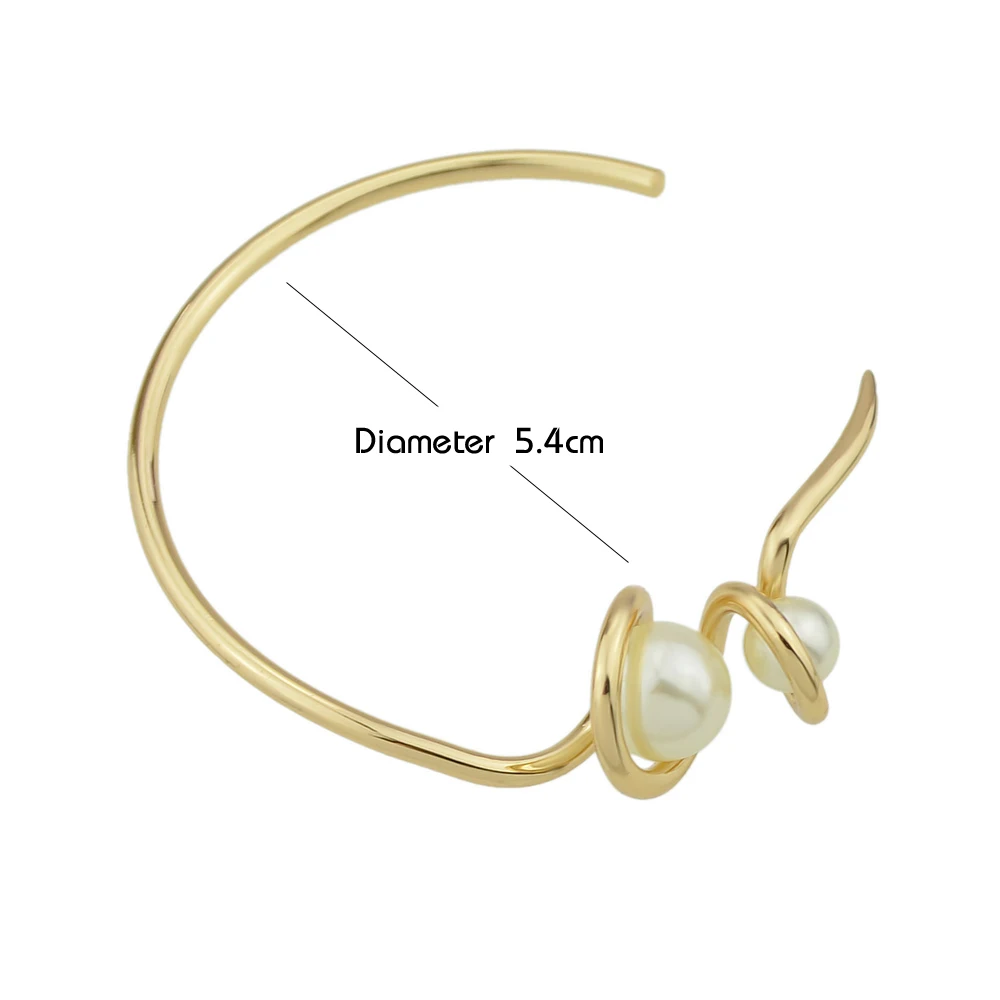 Kayshine Rock Punk Minimalist Gold Color Chain With Simulated pearl Geometric Shape Open Cuff Bangle For Women Accessories|bangles for women|women