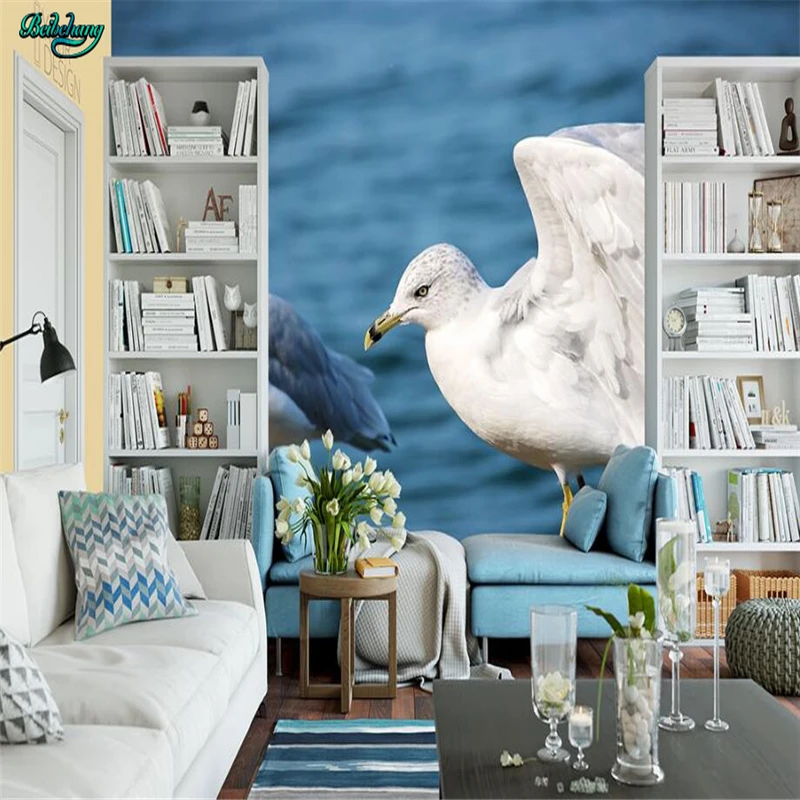 

beibehang Large Custom Wallpaper Seagull Avatar HD Photo TV Background Living Room Bedroom Wall Decorative