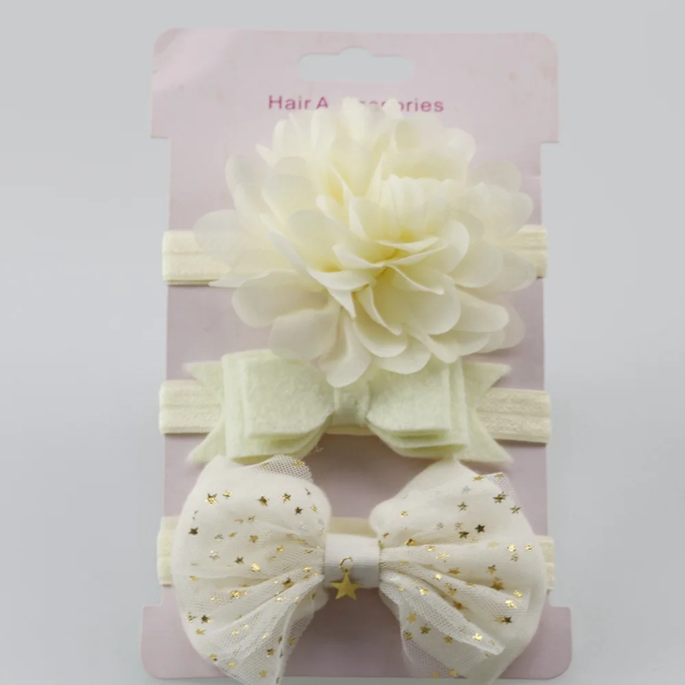 3Pcs Baby Elastic flower headband Headbands Girls Bebe Bowknot Hairband Toddler Infants Hair accessories set photography props