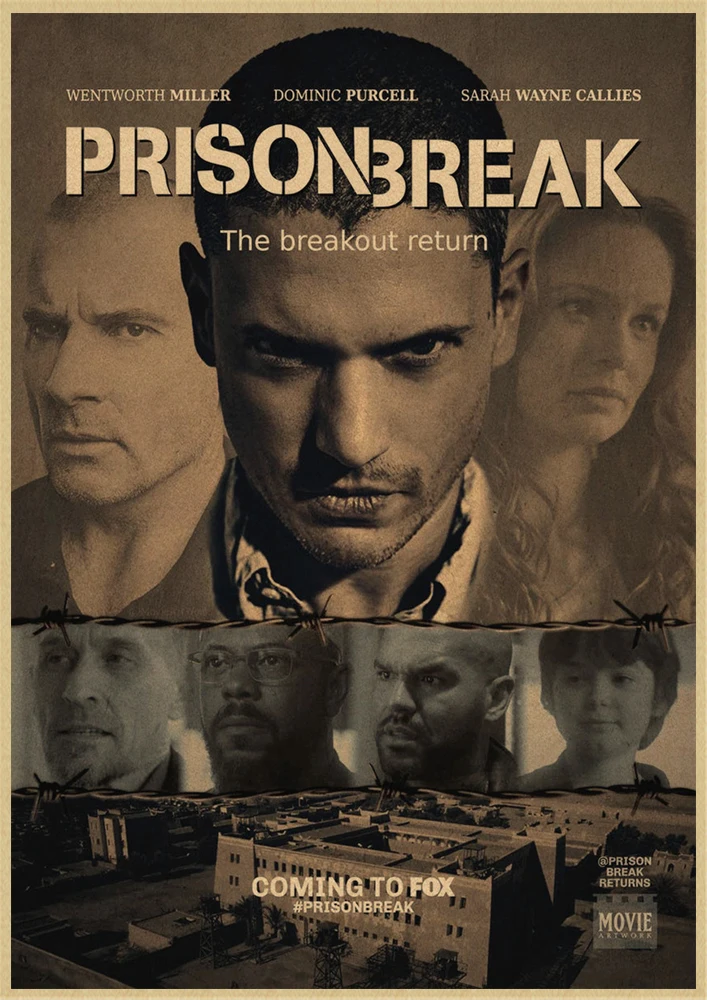 Тюрьма Break Wentworth Miller Американский сериал, ВИНТАЖНЫЙ ПЛАКАТ из крафт-бумаги, рисунок, украшение дома, стикер на стену