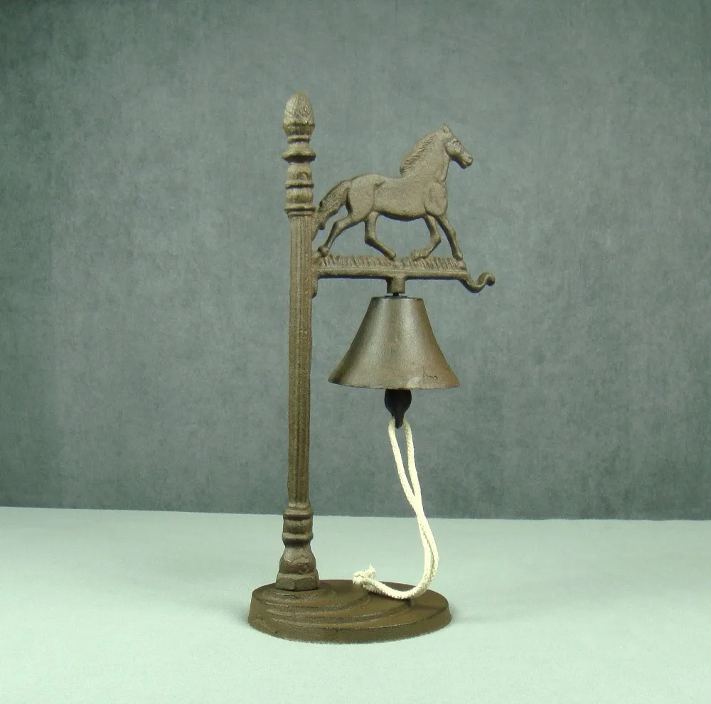 Винтажный чугунный настольный колокольчик в виде лошади античный металлический