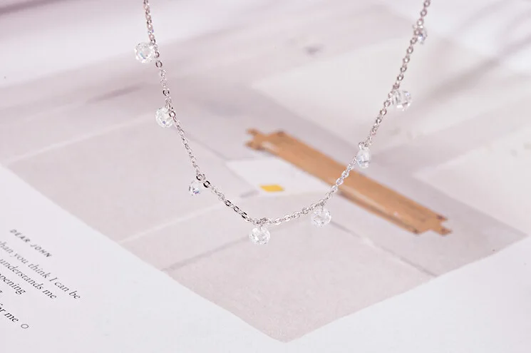 Женское длинное ожерелье серебряного цвета с кисточками и цирконами|pendant necklace