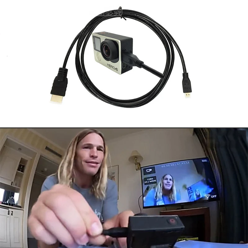 HDMI кабель видео кабели позолоченный 1080P 3D для HDTV GoPro Hero 7/6/5/4/3 + SJCAM SJ4000 YI SONY