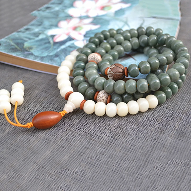 Погодоустойчивые натуральные браслеты из белой кожи ожерелье Будда Молитва мала