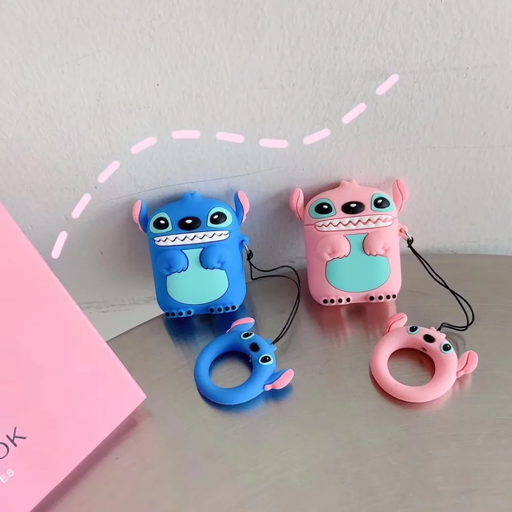Чехол для наушников с милым 3D рисунком для AirPods 2, беспроводной зарядный чехол с кольцом для Apple AirPods, 1, 2, проводная зарядная коробка