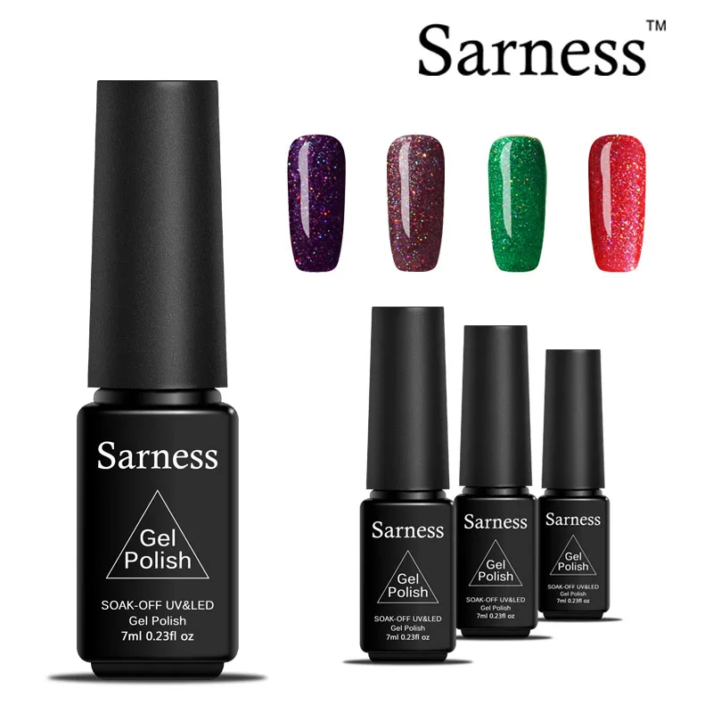 Sarness блеск неоновые УФ Гели для ногтей Лаки Радуга Цвет semic Постоянная