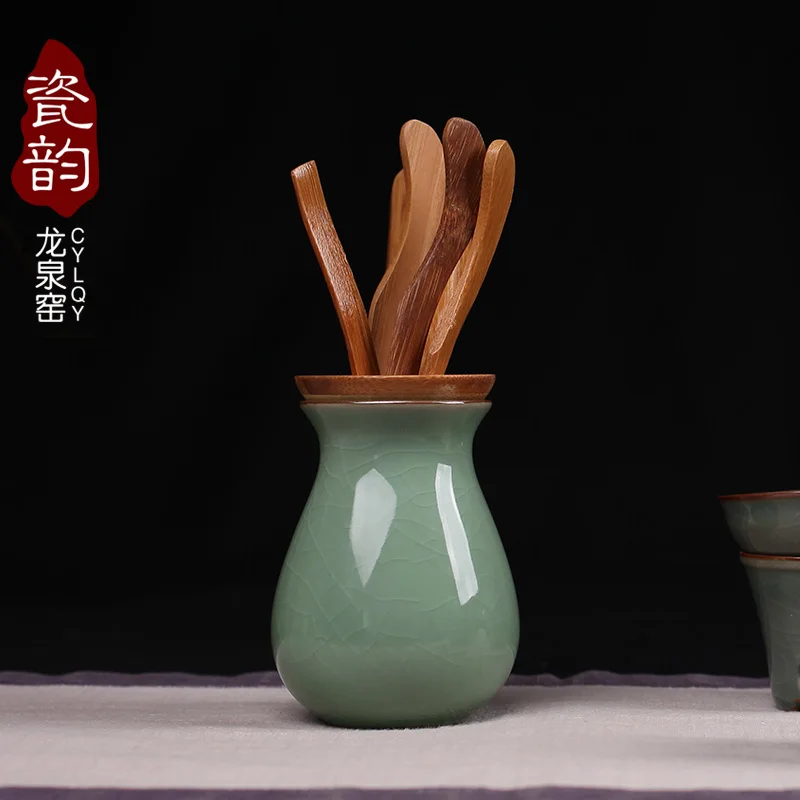 Ceramic Kiln Celadon Tea Tray Accessories Bamboo Kung Fu Set 6 Piece Suit S | Дом и сад