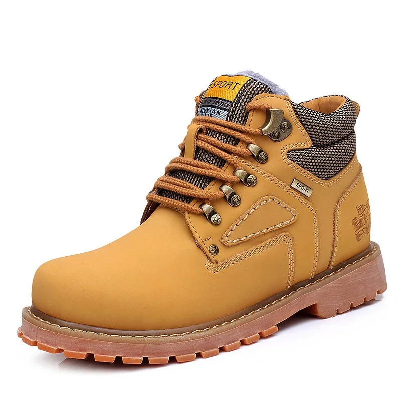 Winter Men Boots Shoes Keep Warm Plush Inside Large EU 38-44 Vintage Man Leather Lace Up Fashion | Обувь