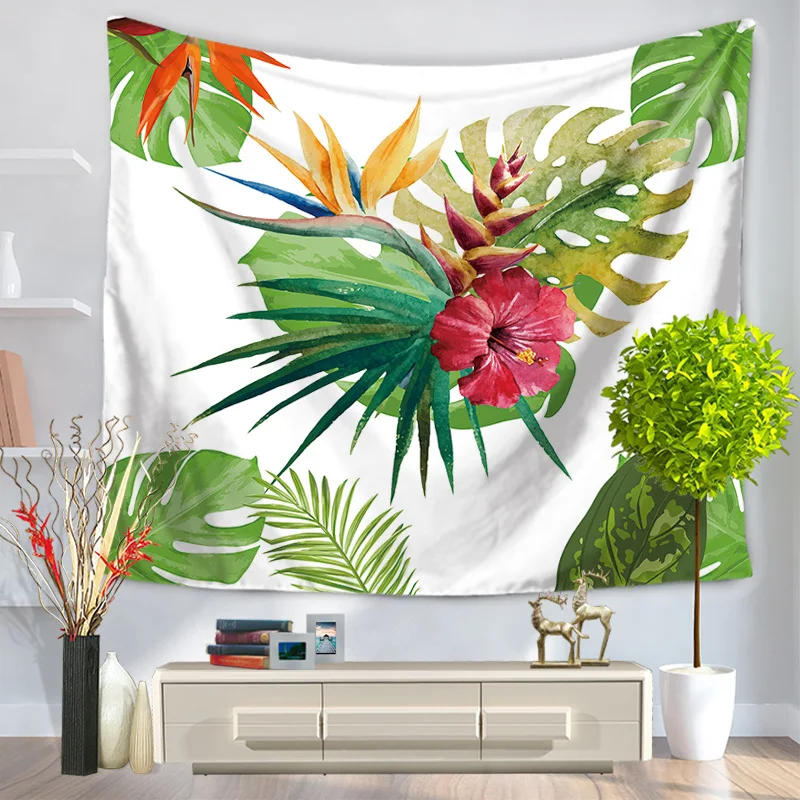 Green Plant Tapestry Wall Decor Mandala mandala Blanket tapestries Home toallas playa arazzo da parete | Дом и сад
