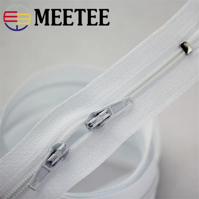 5 шт. Meetee 3 # белые нейлоновые молнии 1 метра двойные слайдеры с закрытым концом