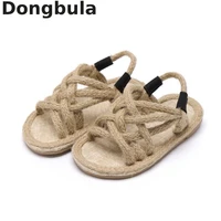 2021 summer childrens hemp rope sandals for boys girls soft bottom roman shoes kids open toe sandals non slip baby casual shoes