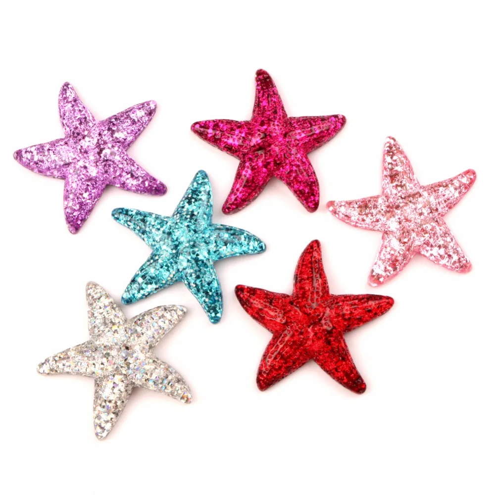 LF 10 шт. украшения из смолы с блестящими морскими звездами ремесла плоским