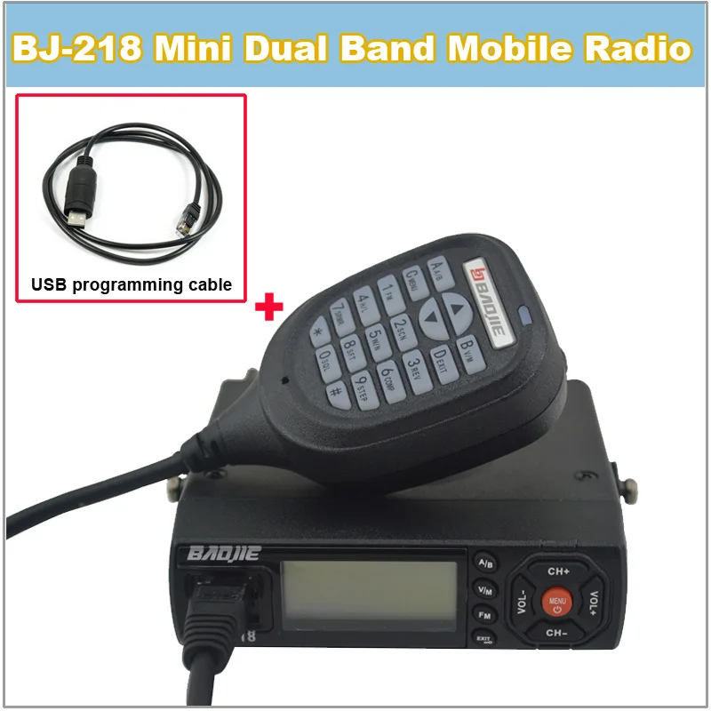 BAOJIE BJ-218 Dual Band 136-174/400-470MHz Dual band Mini mobile Radio +USB Programming Cable