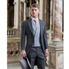 TPSAADE новейший дизайн пальто брюки серый фрак мужской свадебный мужской костюм итальянский приталенный костюм на заказ смокинг 3 предмета Terno