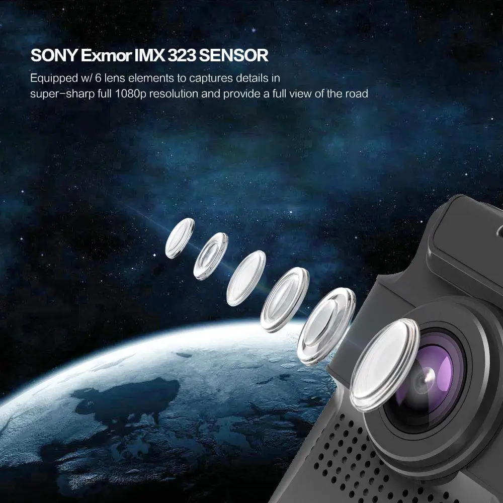 Conkim новый Wifi видеорегистратор GS66 Автомобильный с GPS двойным объективом 1080P Full HD