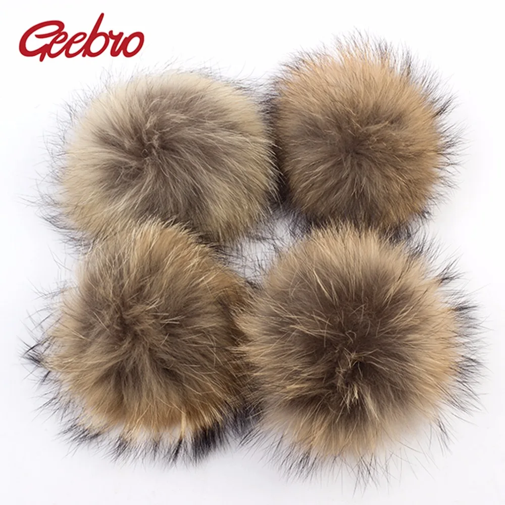 

Geebro 5 PCS 15 cm Genuine Natural Raccoon Fur Pompoms Big Fur Balls For Winter Beanies Scarf Accessories Real Fur Pom Pom