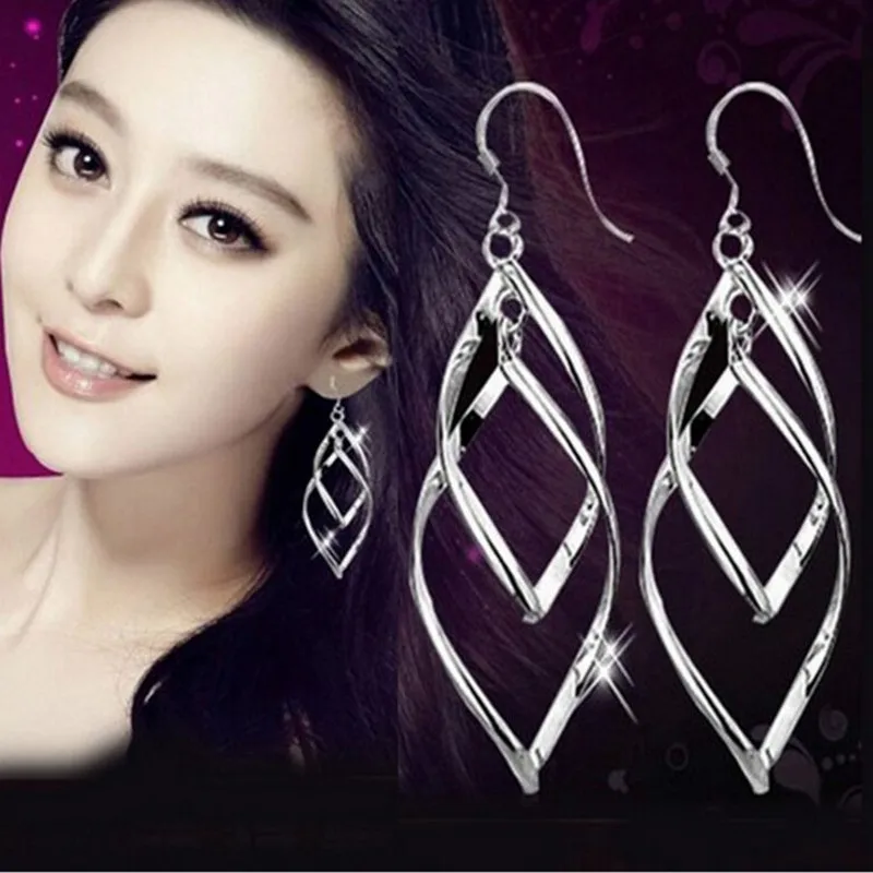 Женские панк украшения новые модные витые ромбовые полые листья большие серьги
