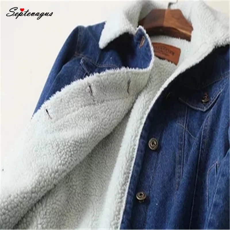

Winter Warm Fur Jeans Jacket Women Bomber Jacket Blue Denim Jacket Coat with Full Warm Lining & Front Button Flat Pockets