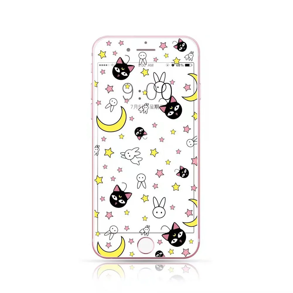Moon Kitty Защитная пленка для экрана из закаленного стекла для iphone 8 Plus 6 6s 7 Plus Tom Jerry Bear мультяшная 3D изогнутая кромка пленка для полного покрытия DH84 - Цвет: Moon
