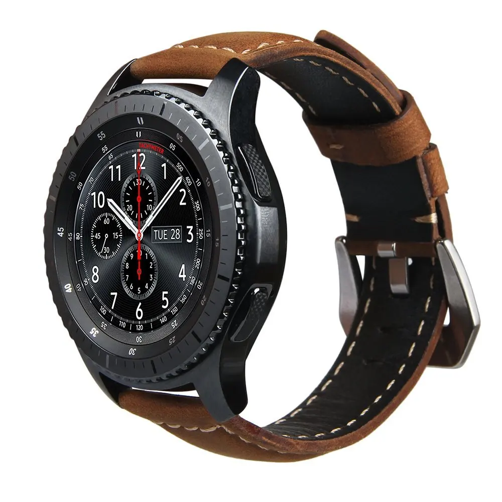 Ремешок для часов из натуральной кожи Samsung Gear S3 Frontier Classic ремешок Huami Amazfit Stratos 2 2S