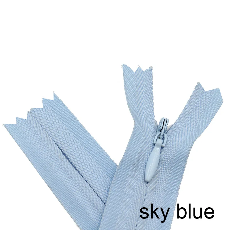 sky blue 10 шт 3#15 см-28 см; большие размеры 35-40 см, 45 см 50 см 55 60 невидимых застежек-молний нейлона катушка молнии по индивидуальному заказу для ручной швейной ткани аксессуары - Цвет: sky blue