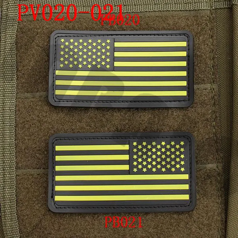 PB020 PB021 Yellow 3D ПВХ патч 2* шт США американский флаг Резиновый патч - Цвет: PB020 PB021 Yellow