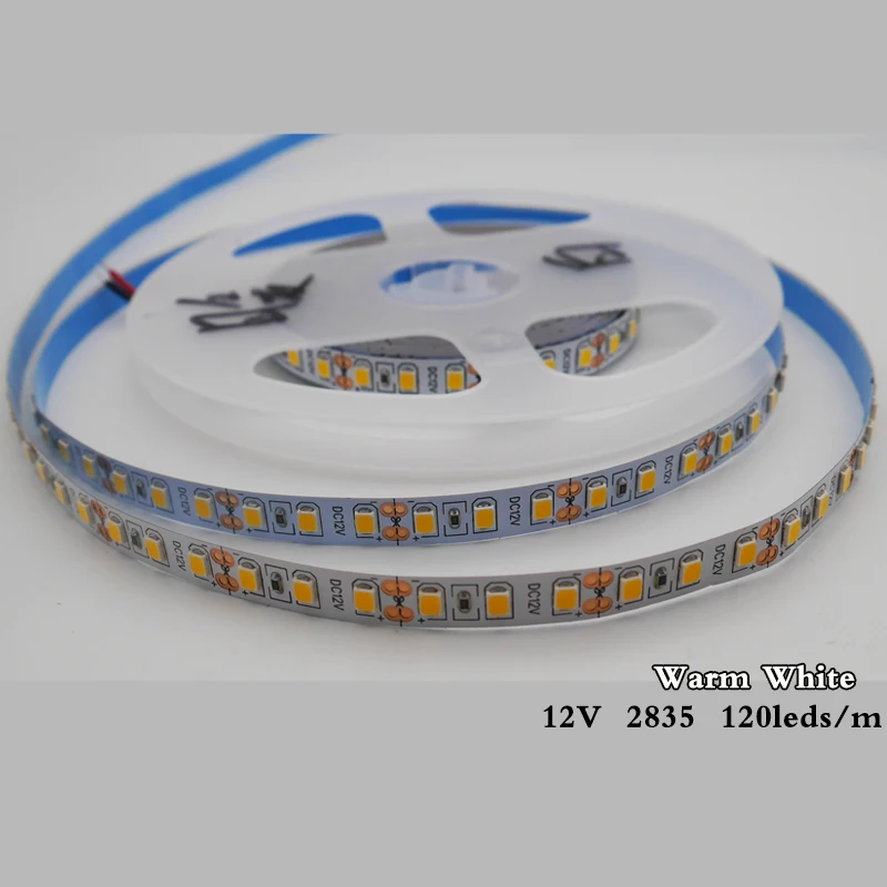 Гибкая Светодиодные ленты свет 5 м 2835 SMD DC 12 V 120 светодиодный s/M без Водонепроницаемый белый/теплый белый/натуральный белый/синий/голубой лед/золотисто-желтый