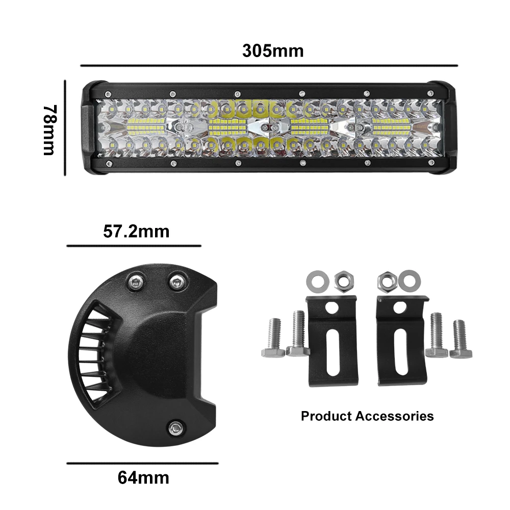 

12 ”Φ Bar 240W Φ рабочее освещение для внедорожников 24000LM Spot Flood Combo Beam 12-24V для Jeep Car SUV UTV ATV пикапа грузовика