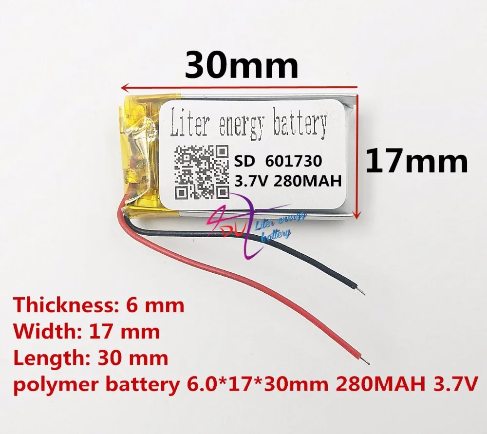 Лучшая батарея бренд 3,7 V литий-полимерная 061730 601730 MP3 Беспроводная мышь Bluetooth стерео 280mAH