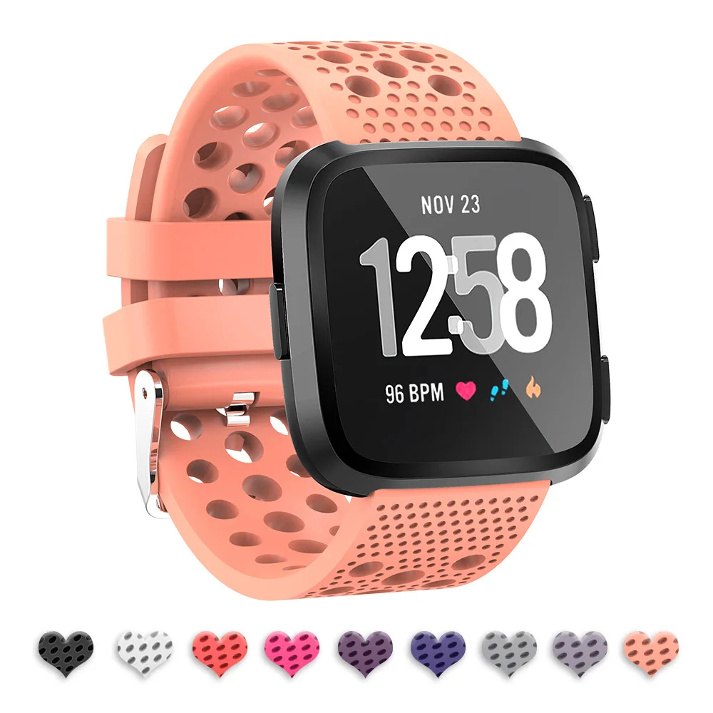 Peach Для Fitbit Versa полосы Fitbit Versa ремешок спортивный материал для Fitbit умные часы Versa маленькие большие для мужчин и женщин - Цвет: Peach
