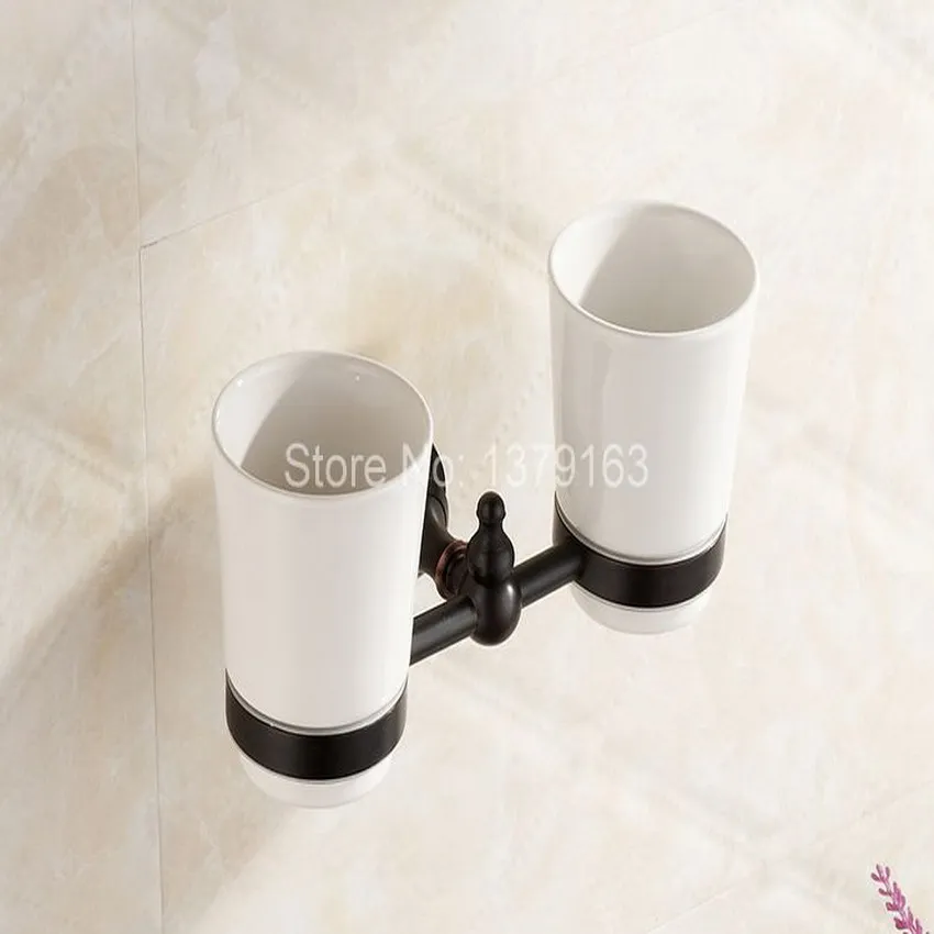 Аксессуары для ванной комнаты латунный настенный держатель зубных щёток черного