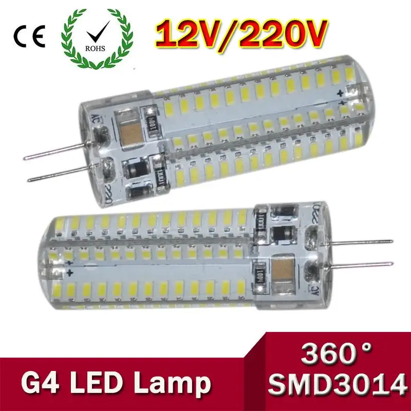 Светодиодный g4 AC 220V DC 12V светодиодный лампы SMD 3014 3 Вт 4 5 6 7 заменить 10 30 галогенная