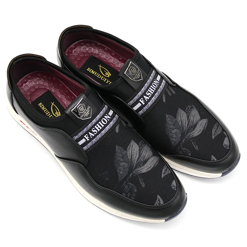 BIMUDUIYU Brand Fashion Slip-On Men Casual Shoes Microfiber Leather + Mesh cloth Comfortable Breathable Flat sneakers |