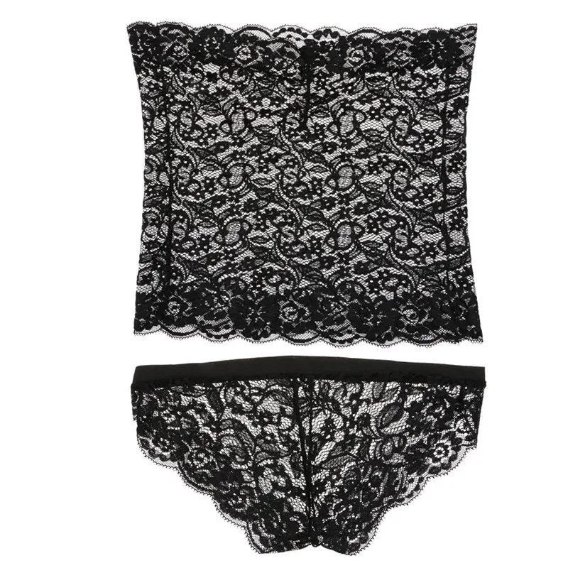 Женское сексуальное прозрачное кружевное нижнее белье комплект с топом и
