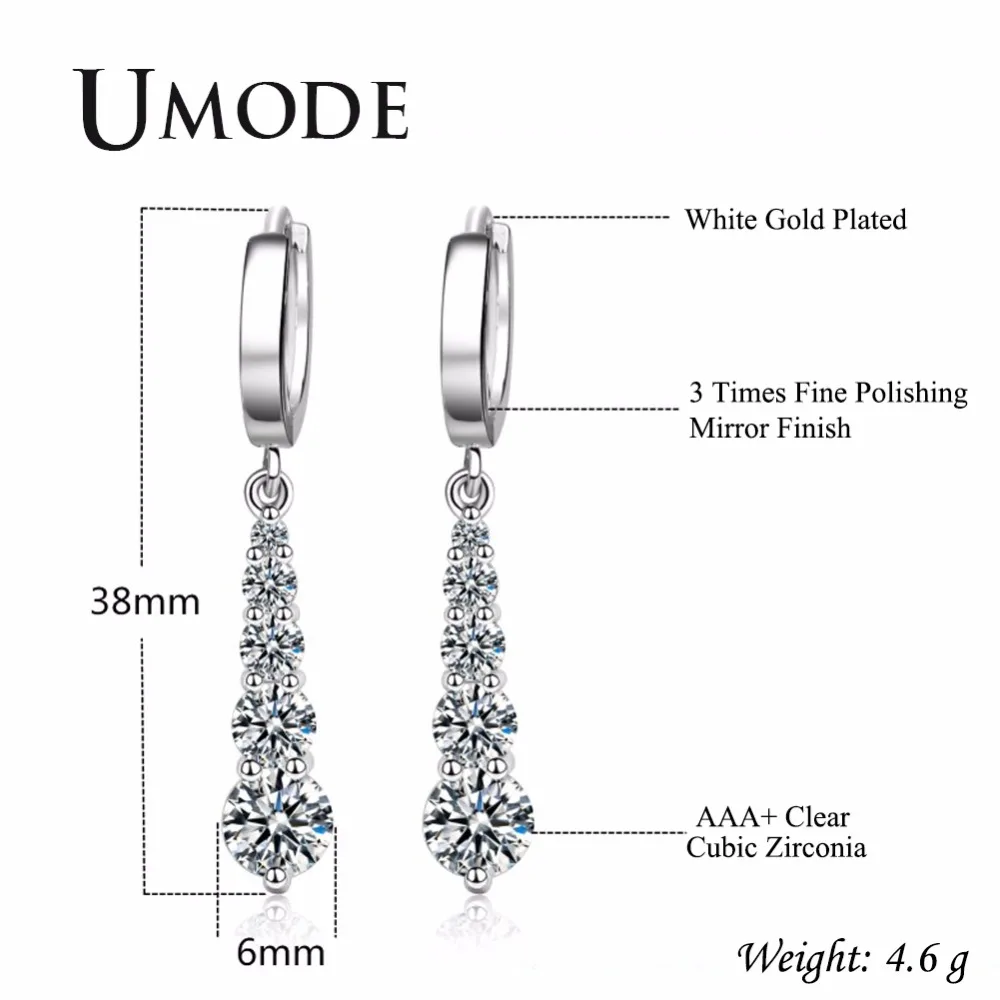 UMODE модные капли воды круглые CZ Висячие серьги для женщин новые роскошные дизайнерские корейские милые женские ювелирные аксессуары UE0420