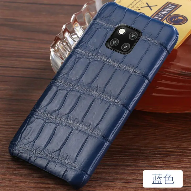 blue Чехол для телефона из натуральной кожи крокодила для huawei mate 20 pro mate 9 pro из крокодиловой кожи индивидуальный клетчатый защитный чехол - Цвет: blue