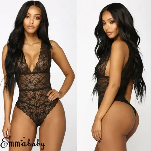 

Women Sexy Lace Up Bandage Bodysuit Leotard Romper Tops Jumpsuit