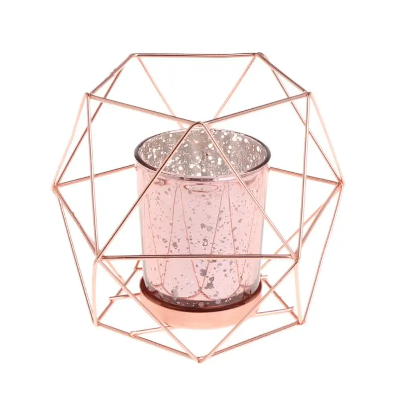 rose gold Скандинавский стиль 3D геометрический подсвечник металлический легкий подсвечник свадебный домашний Декор Горячая Распродажа - Цвет: rose gold