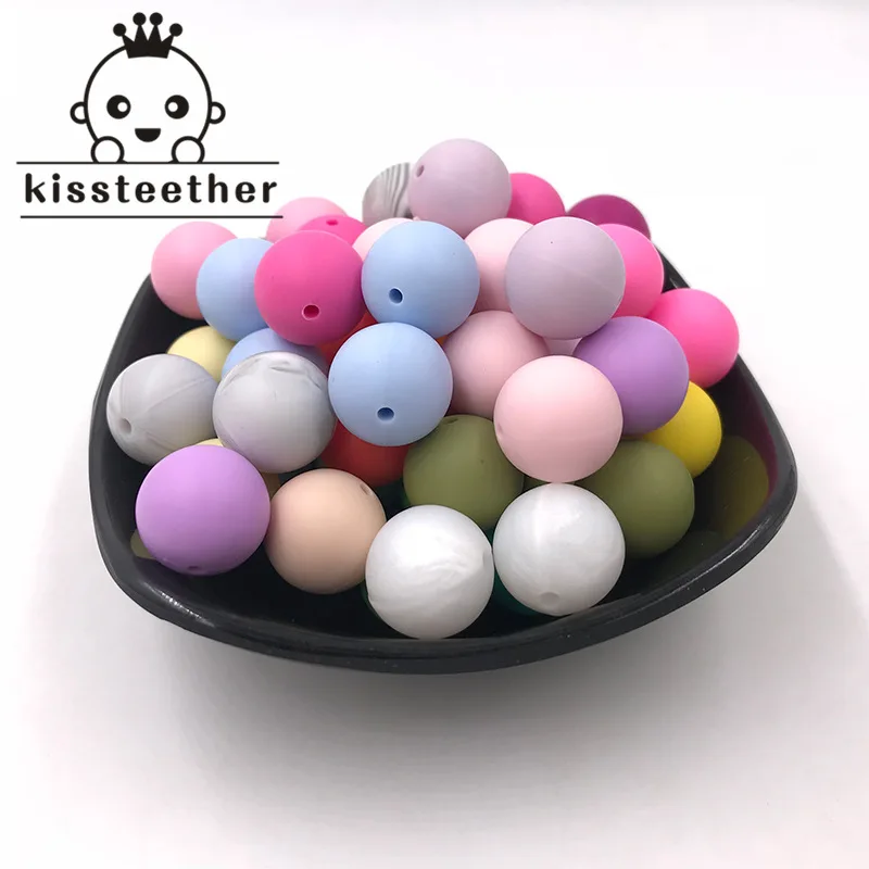 Cuentas redondas de silicona de grado alimenticio para beb&eacute;, abalorios de colores mixtos naturales de 0,47 "(12mm), juguetes para morder, collar/pulsera para beb&eacute; DIY-5