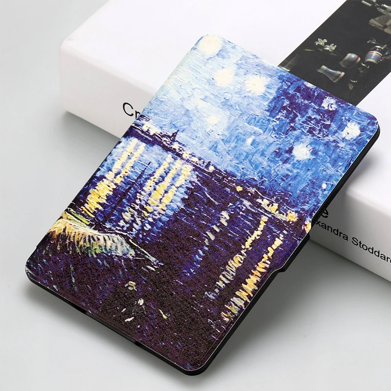 Kindle Paperwhite 1 2 3 кожаный чехол Ван Гог дизайн Ultra Slim с рукавами из искусственной кожи