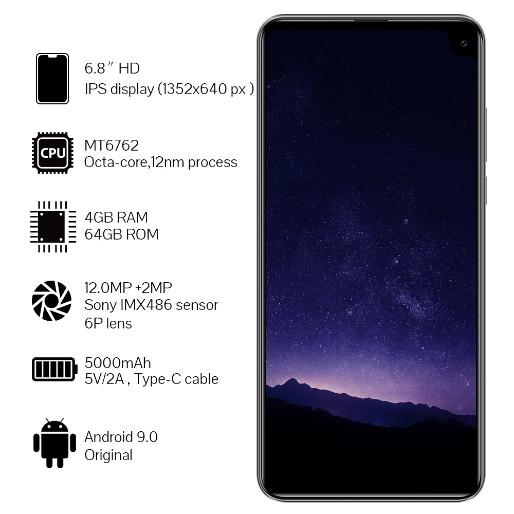 Cubot Max 2 смартфон с 6 8 дюймовым дисплеем восьмиядерным процессором MT6762 ОЗУ 4 Гб ПЗУ