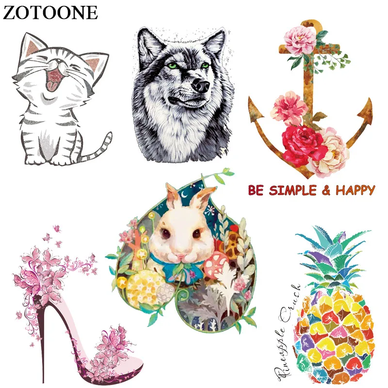 ZOTOONE кошка Волк Цветок Фламинго патч футболка платья свитер Термо Передача для