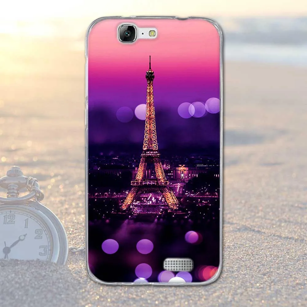 4 Новые чехол для huawei G7 C199 Мягкие силиконовые ТПУ дерево цветок башня Краски чехол для телефона для huawei Ascend G7 G7-L01 Обложка Сумки принципиально - Цвет: 4