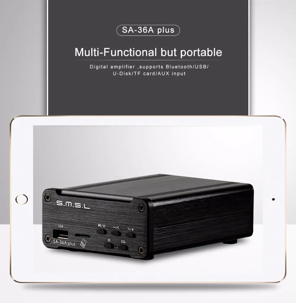 SMSL SA-36A Plus HIFI аудио класса D усилитель 30 Вт* 2 TPA3118 Bluetooth цифровой усилитель мощности AUX/U диск/TF карта/USB вход